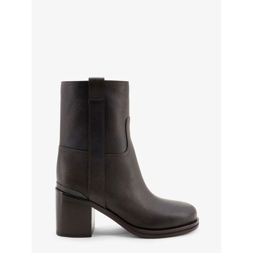 Brunello Cucinelli Women Vintage Leather Boots With Precious Detail